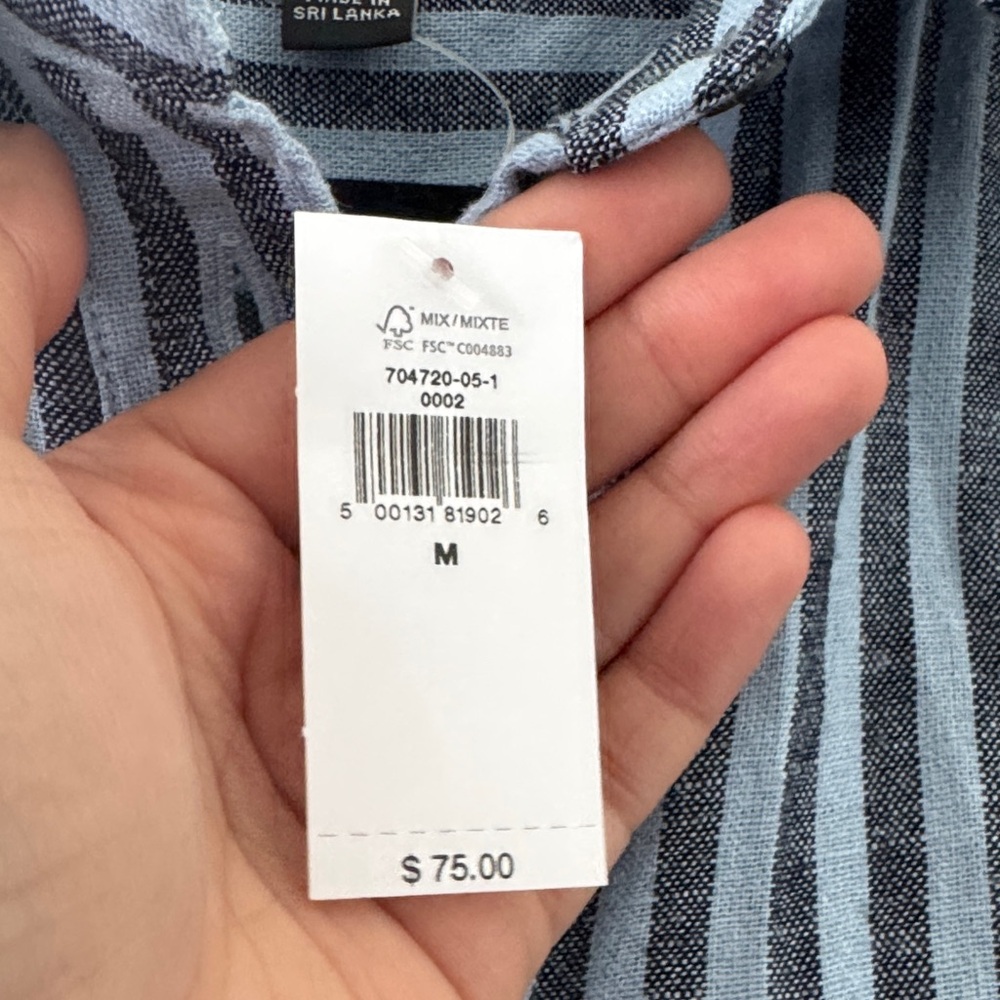 Banana Republic Striped Linen-Blend Shirt - Light Blue & Navy - Picture 3 of 3